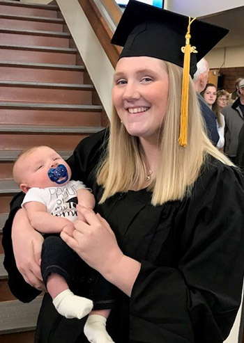 Graduate with baby